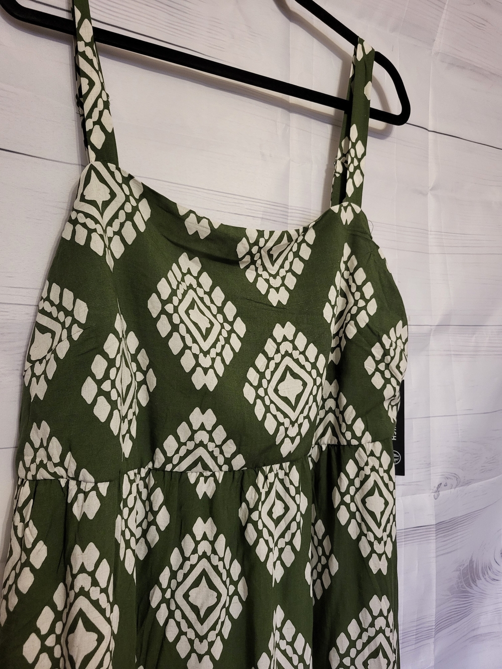As U Wish Olive Green & White Patterned Dress